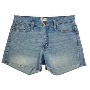 J. CREW Women’s Bootie Shorts Size 4 Light Wash Distressed Raw Hem Stretch